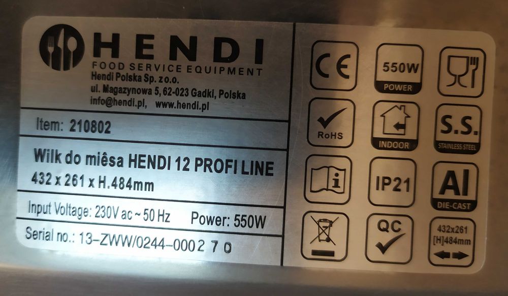 Wilk do mięsa Hendi 12 Profi Line