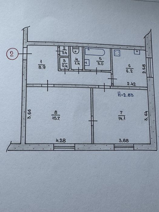 Продаж 2 кім. квартири  на Соцмісті