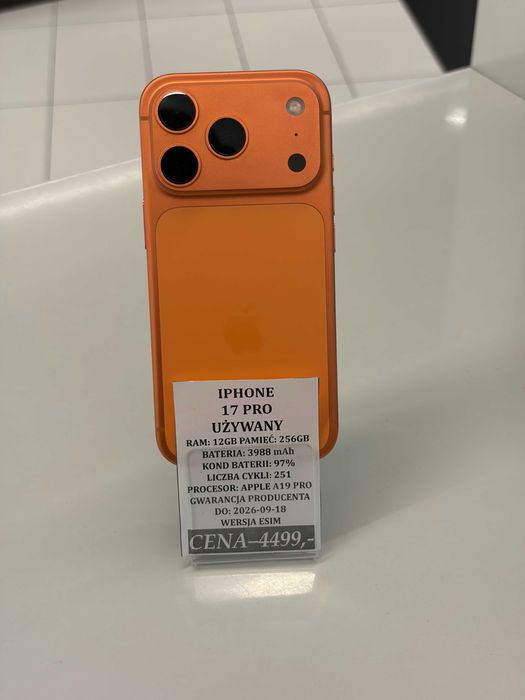 iPhone 17 Pro 256GB Bat 97%  Topcase Vivo *Raty 0%