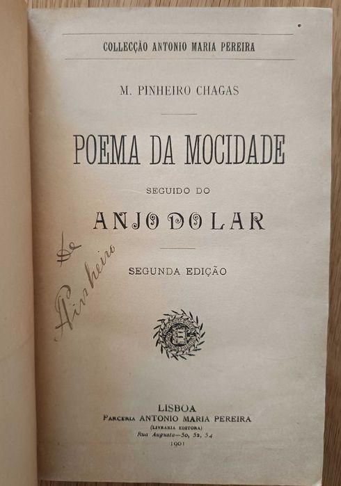 Poema da Mocidade - Pinheiro Chagas (1901 - portes incl.)