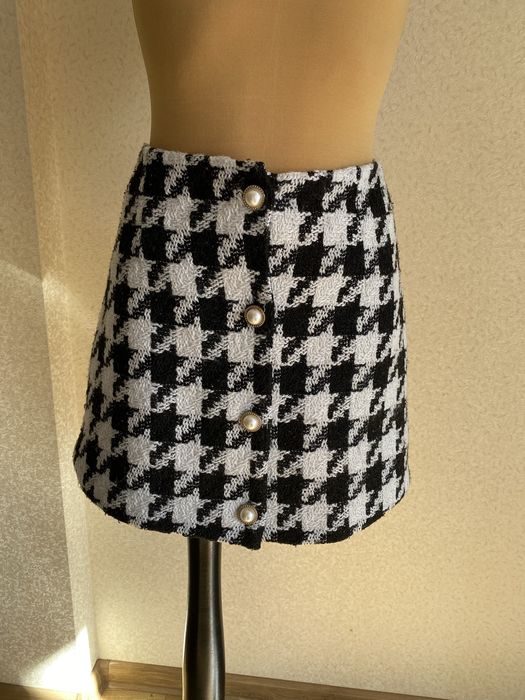 Костюм піджак+ спідниця візерунок гусяча лапка