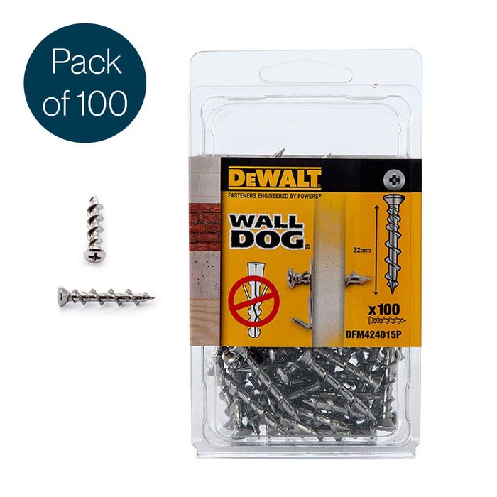 Універсальні саморізи DeWALT WallDog 32мм (100 шт) – без дюбеля!