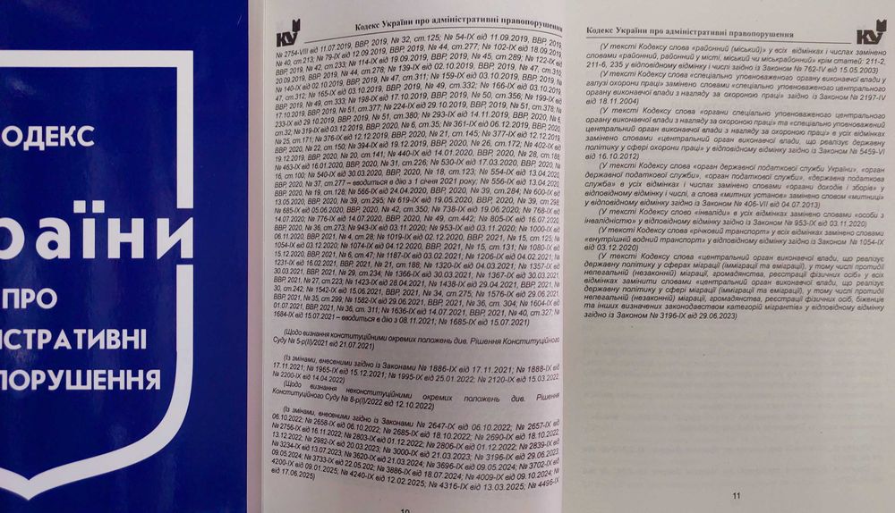 Кодекс України про адміністративні правопорушення жовтень 2025