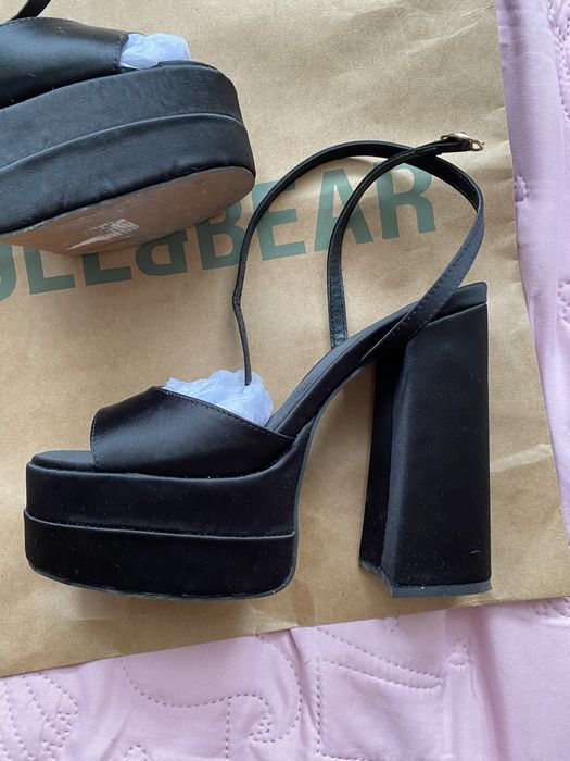 ASOS buty sandały na platformie obcasie na wzór „Versace” r. 38 czarne