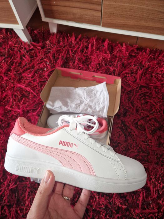 PUMA Smash V2 Branco Rosa Salmão 37.5 / 38 / 38.5