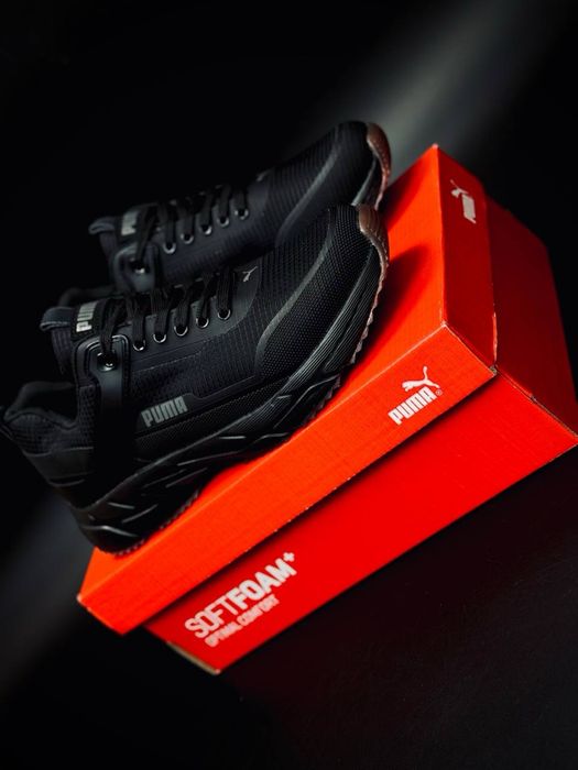 Крассовки Пума кожаные / черные кроссовки Puma демисезон /мужские Puma