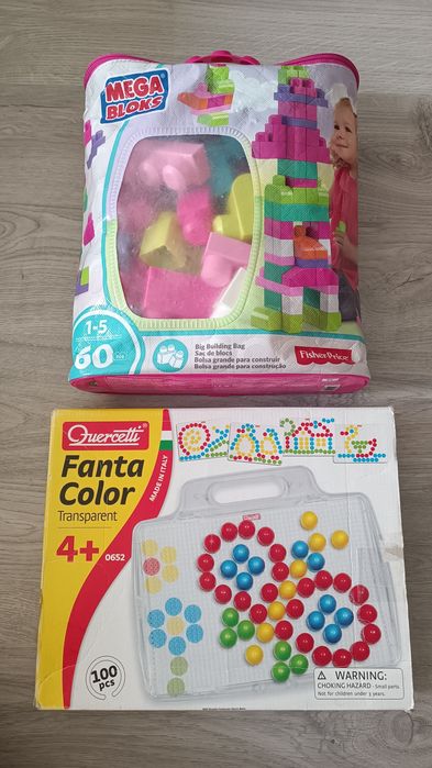 Zabawki edukacyjne dla dzieci 1-5 lat.— mozaika + klocki Mega bloks