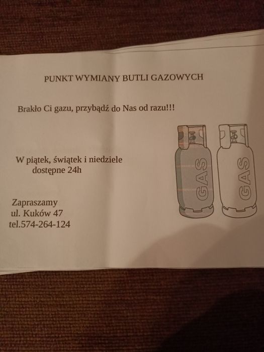 Gaz butla wymiana