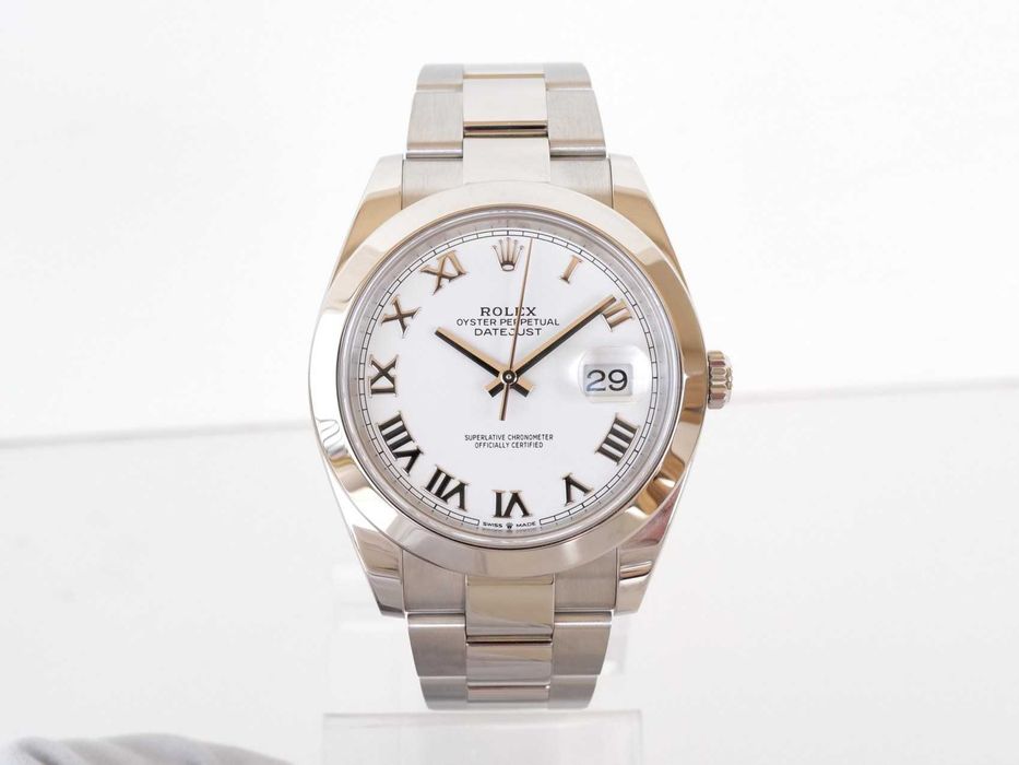 Rolex Datejust 41 White Romans Dial Domed Bezel Oyster Bracelet