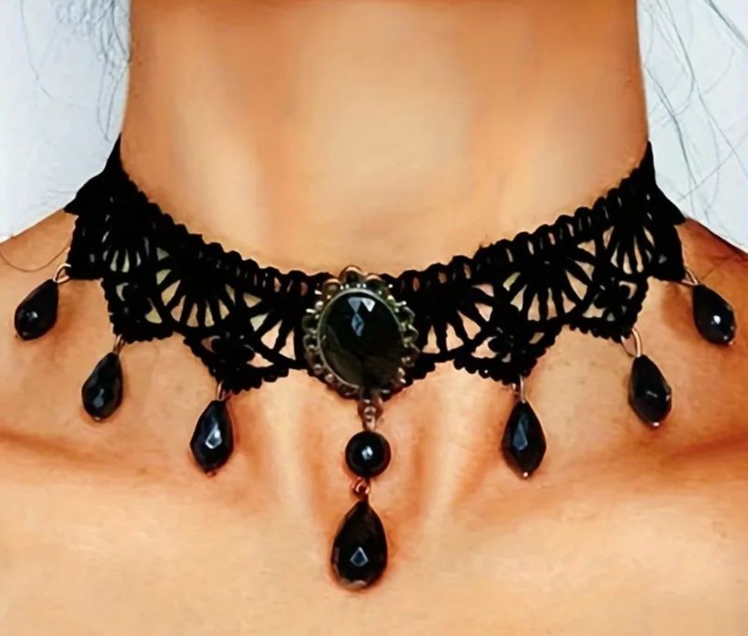 Choker, naszyjnik gotycki koronkowy, nowy