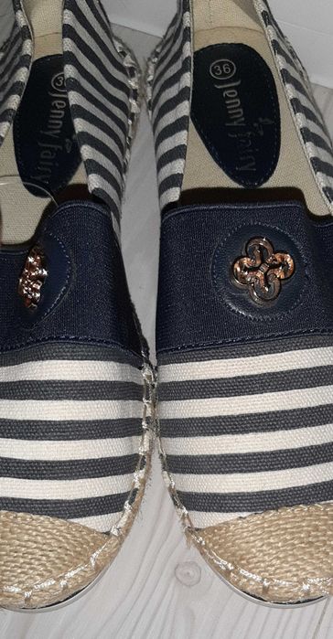 Espadryle marine żeglarskie złote logo r.36
