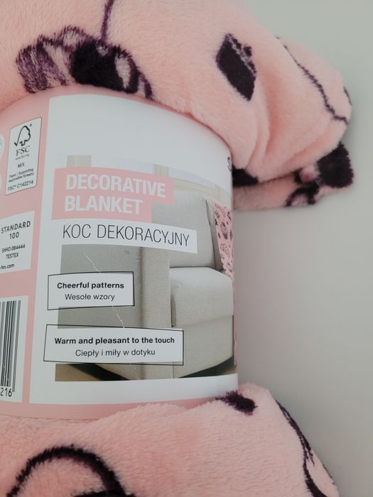 Kocyk dekoracyjny dziewczęcy słodycze 150×170 nowy z metką