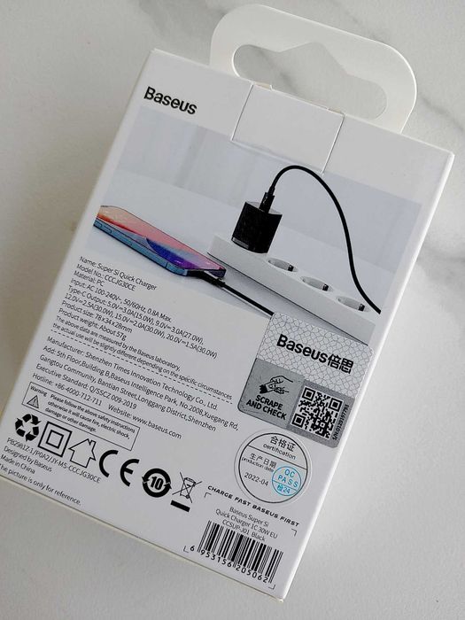 Baseus Super Si Quick Charger 30W. CCSUP-J01 Apple/Android.