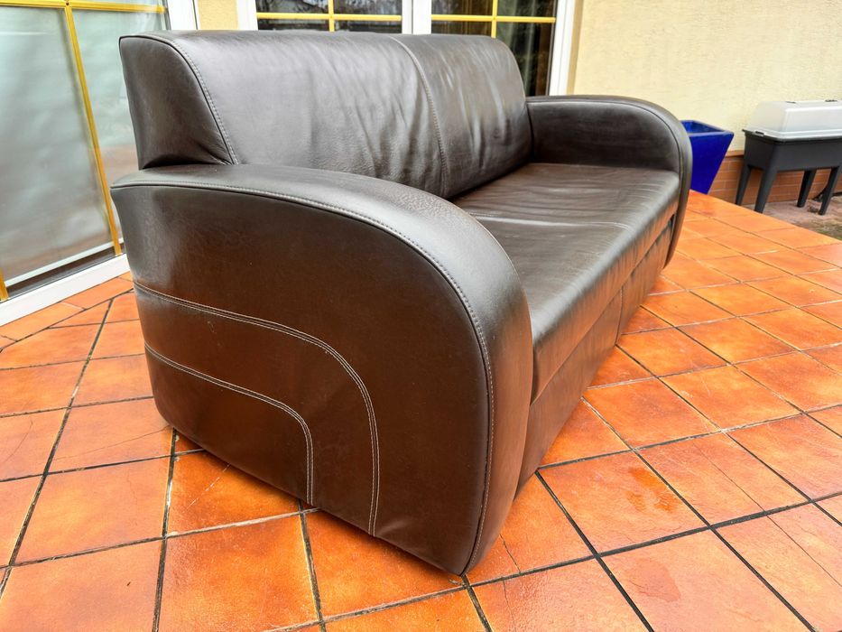 Kanapa skórzana rozkładana sofa wypoczynek fotel wersalka skóra