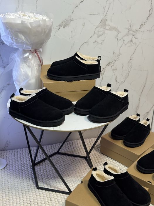 Трендові угі утеплені UGG CLASSIC MICRO CHESTNUT угг мікро чорні