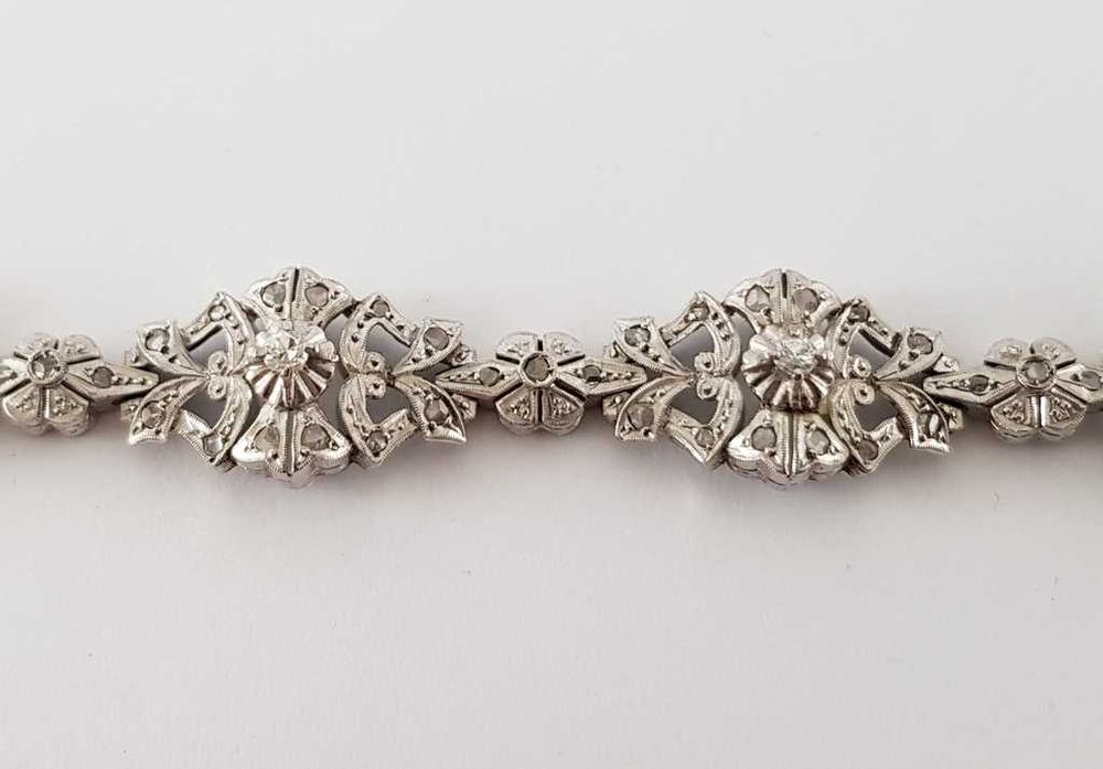 Złota bransoleta z diamentami  1,45 carat - lata 40-te - Piękna