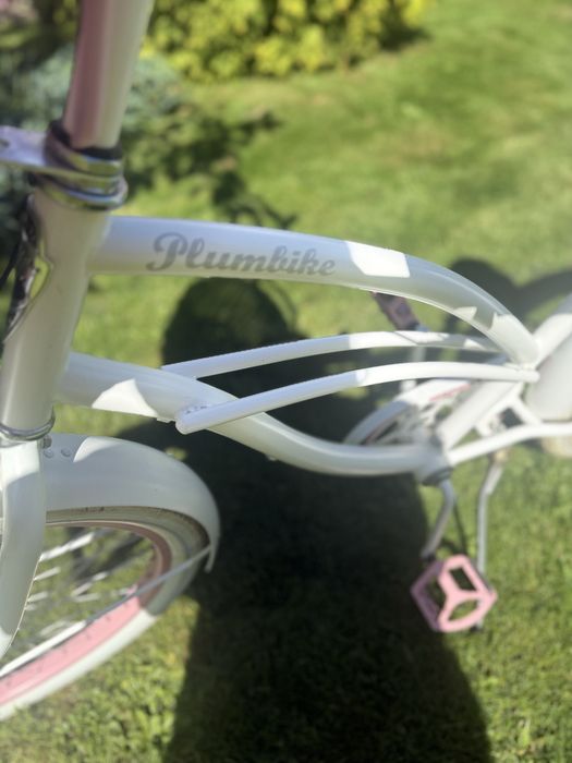 Plumbike Rider Go Girl 26” biało-różowy | koszyk | stan bardzo dobry