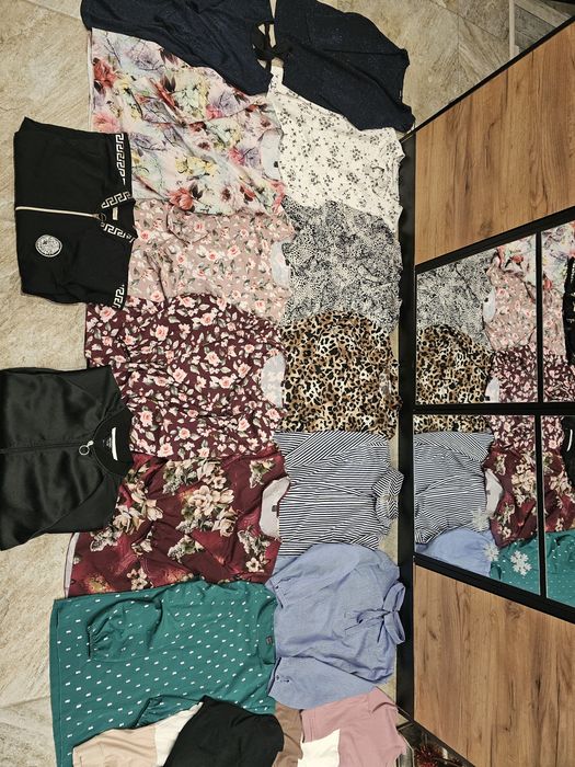 Zestaw ubrań damskich M koszule swetry bluzy 16 sztuk
