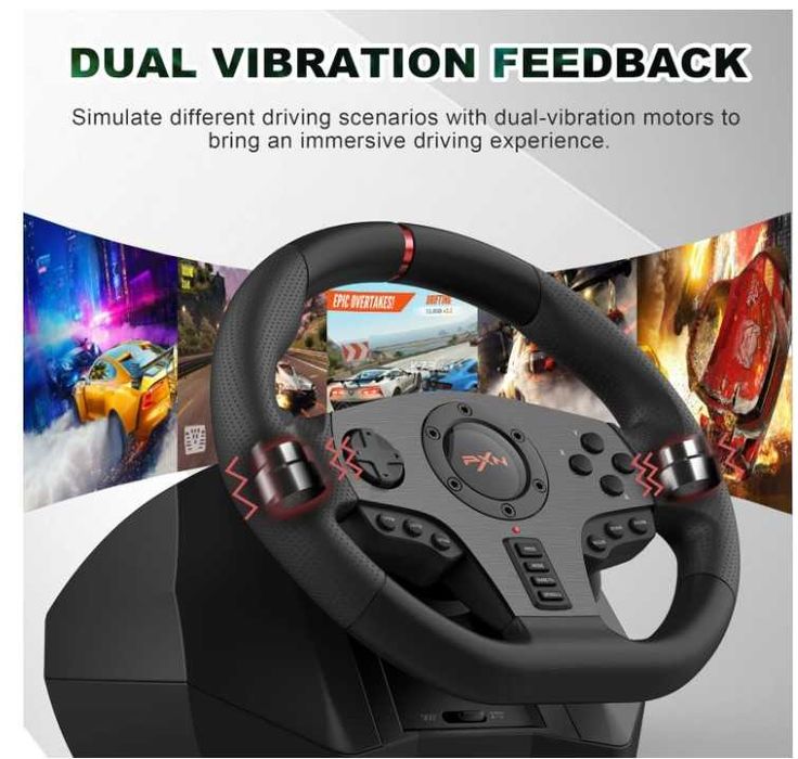 Kierownica do gier z pedałami PXN-V900 PC, PS4, XBOX, SWITCH X655