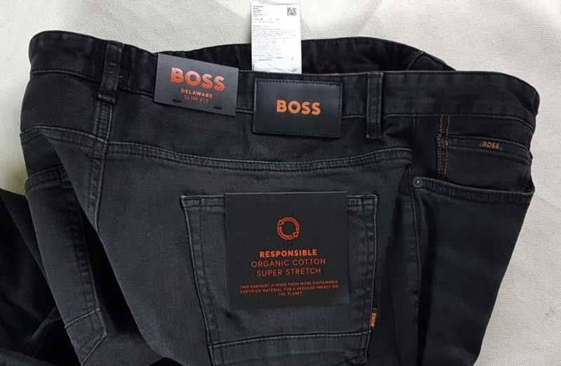 Męskie jeansy Hugo Boss Delaware -Slim blado-czarne nowe oryg. W38/L34