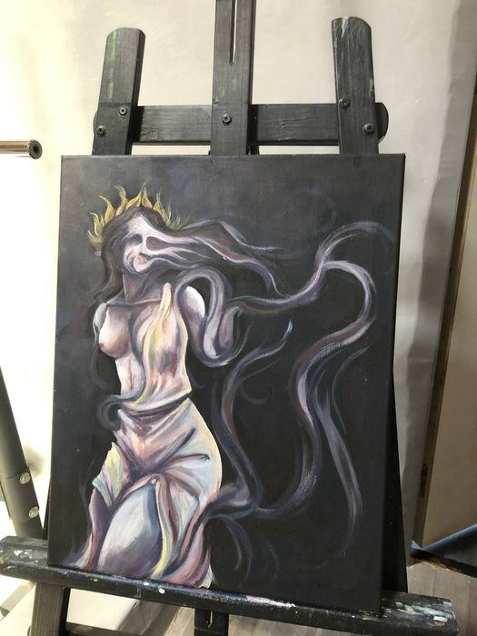 Pintura acrílica decorativa "medusa" 50x40 cm