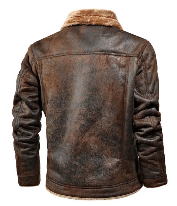 Męska kurtka zimowa pilotka kożuszek skórzana army styl wojskowa