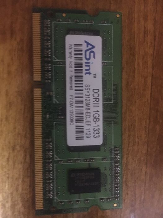 Продам оперативную память, для ноутбука SoDIMM DDR3 1333 1gb