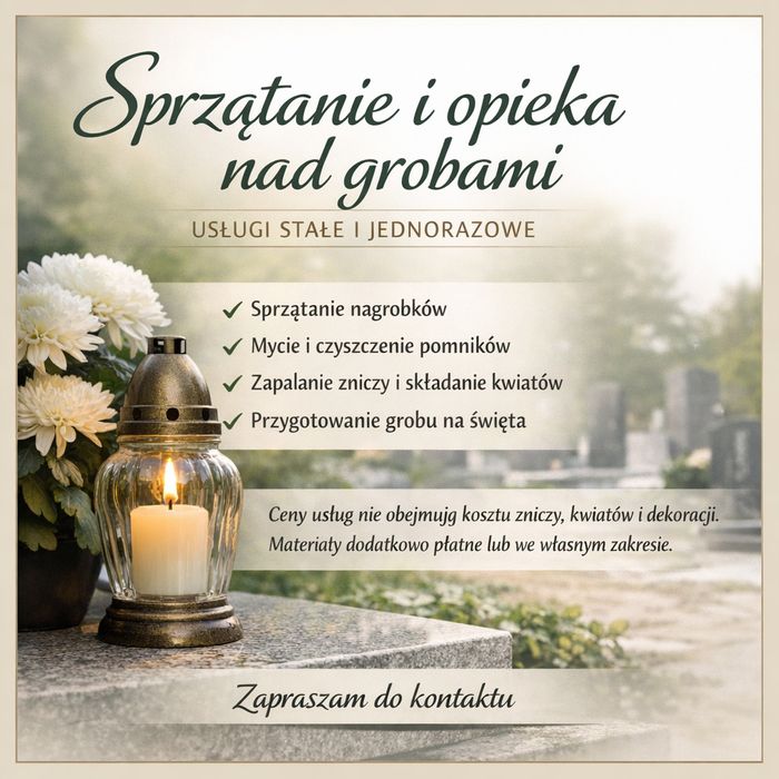 Oferuję opiekę i sprzątanie nad grobami