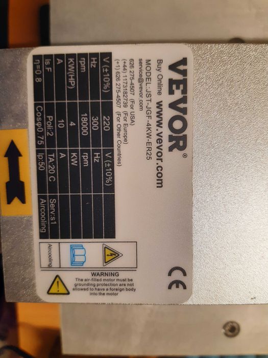 Motor de eixo refrigerado a ar Spindle 4Kw 220V