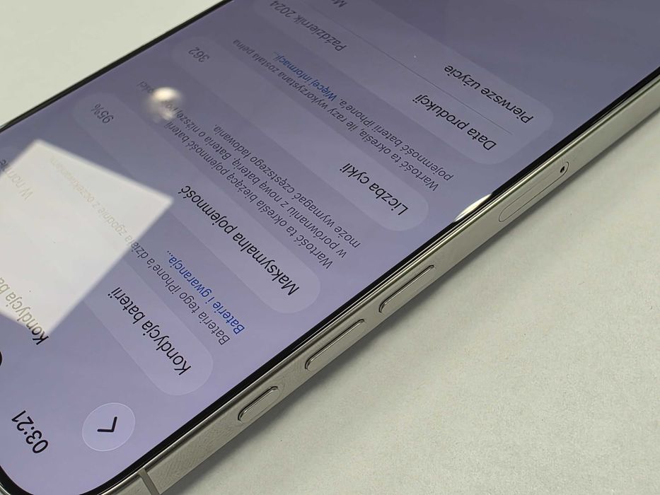 iPhone 16 PRO MAX 512GB Dual SIM (SIM + eSIM)/ White Titanium/ BAT 95%/ Grade A/ + ładowarka/ GW 12 MSC
