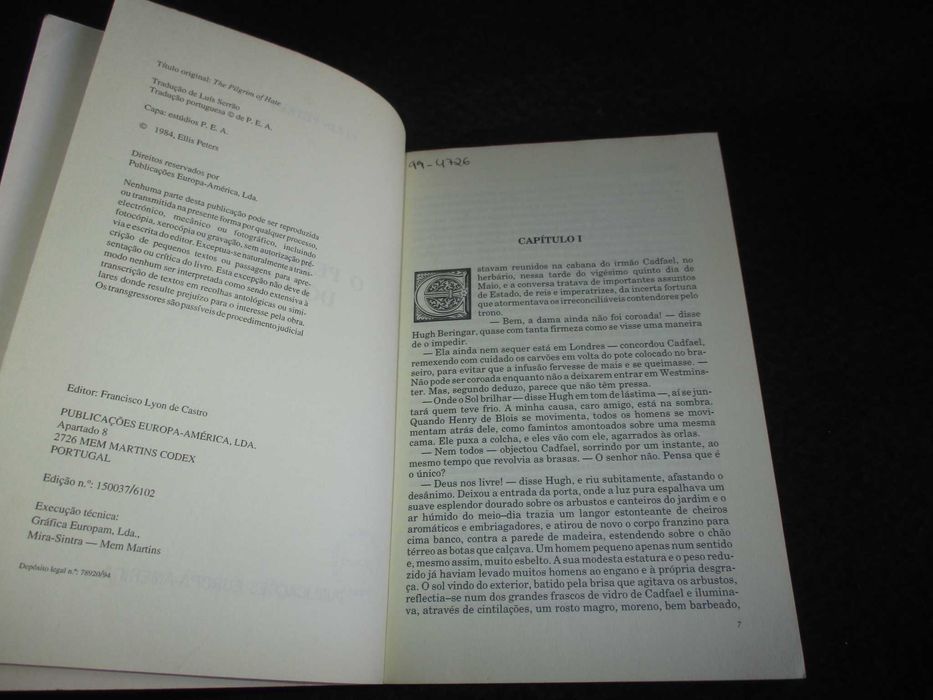 Livro O Peregrino do ódio Ellis Peters