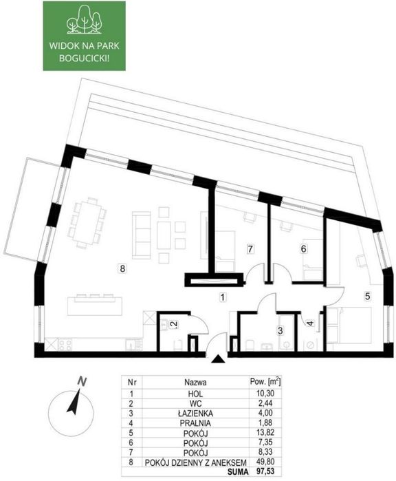 4 pokoje przy Muzeum Ślaskim/ Parku Boguckim_M26