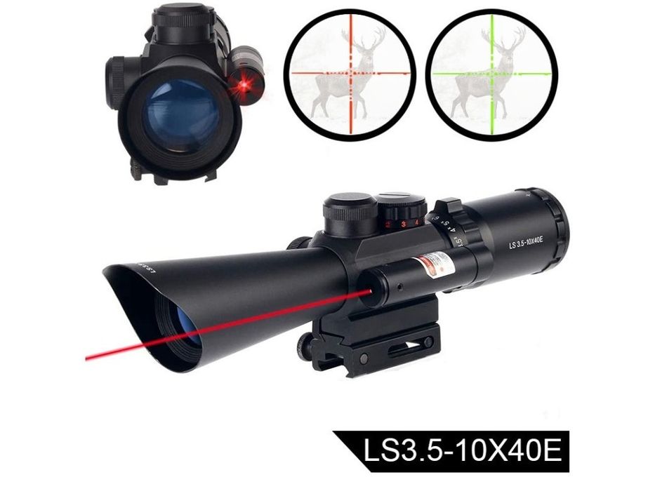 Прицел оптический М8 3.5–10x40E с подсветкой и лазерным целеукозателем