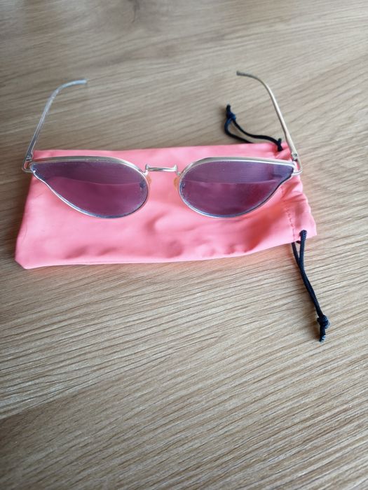 Óculos de Sol Cat-Eye / Olho de Gato Prateados com Lentes Púrpura + Bolsa Oferta
