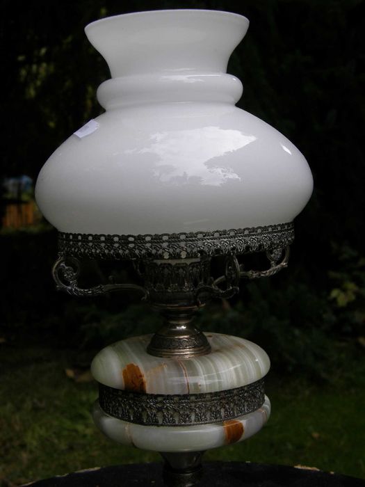 Lampa elektryczna srebro alabaster