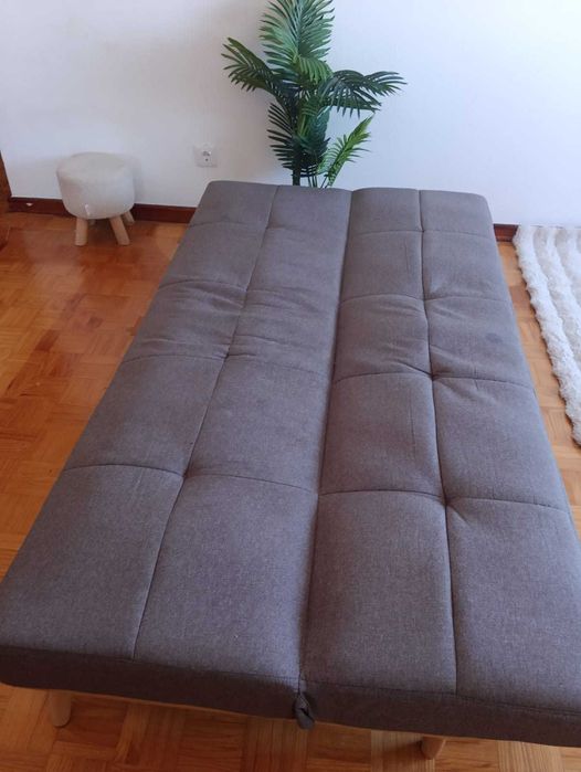 Sofá Cama Cinza  funcional