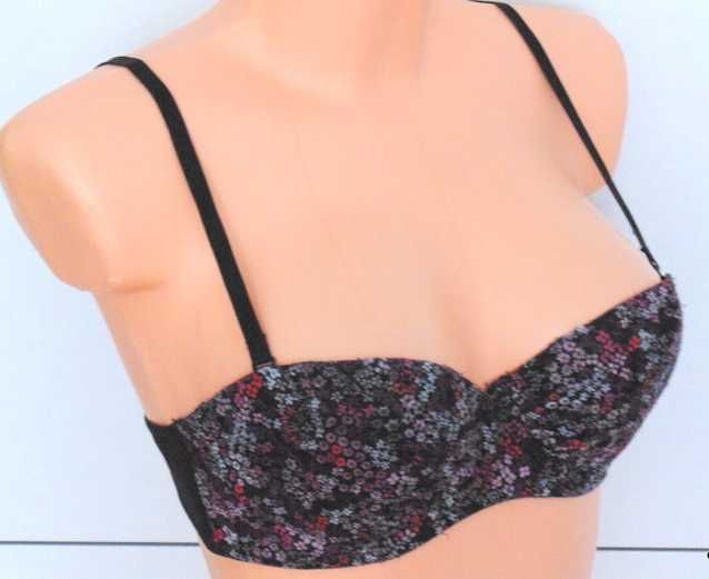 H&M biustonosz bardotka w kwiatuszki odpinane ramiączka 75B