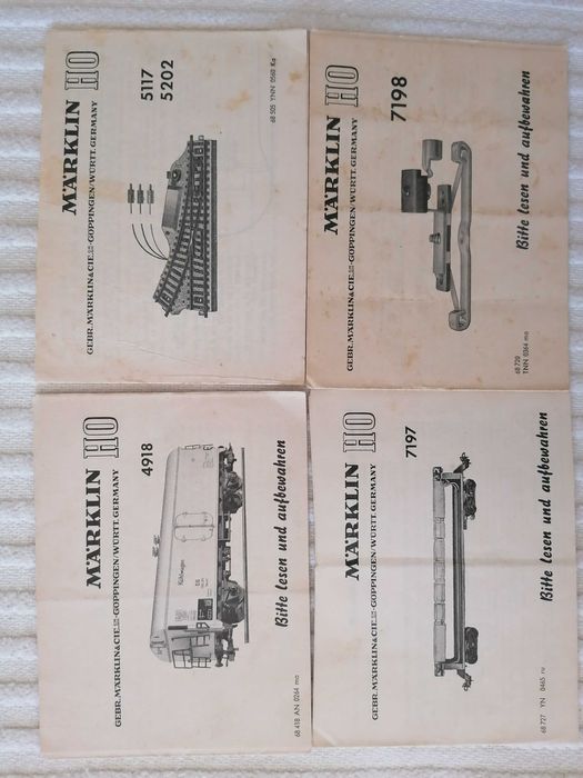 Instruções da MARKLIN HO. antigos 4918, 5117, 7197, 7198
