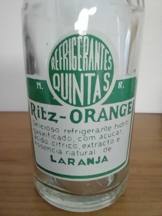 Garrafa Antiga Pirogravada dos Refrigerantes Quintas - Laranjada Ritz - Lisboa