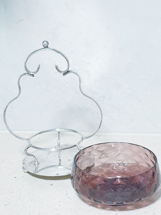 Lindissimimo antigo centro de mesa/taça - vidro com armação prateada