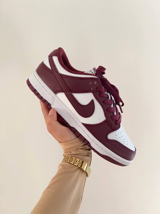 Кросівки Nike Dunk Low White  Burgundy Кросовки Найк Данк Бордові  ТОП
