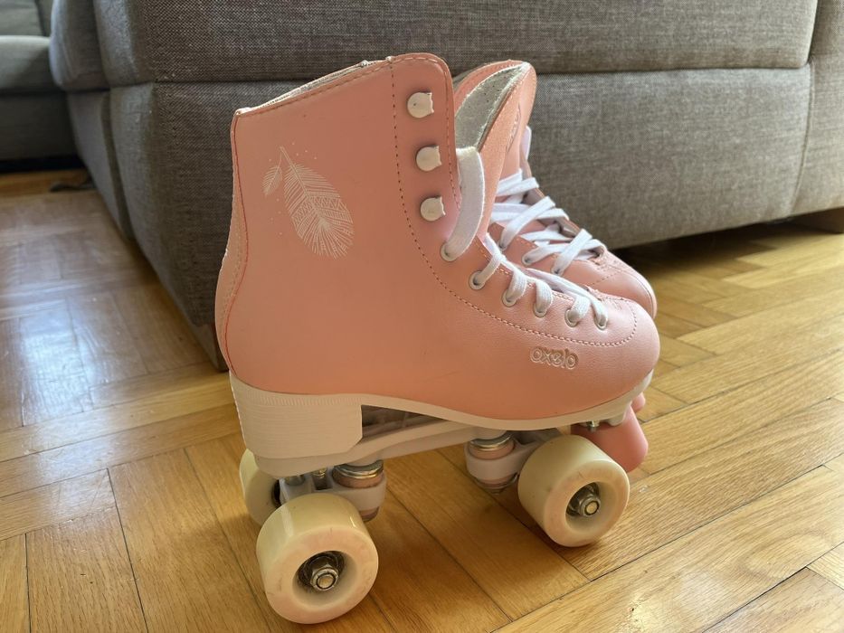 WROTKI Oxelo Rs Quad 100 Różowe rozmiar 37