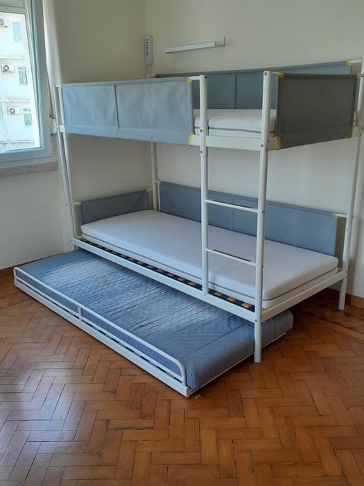 Estrutura beliche c/ cama inferior, branco/cinza 90x200