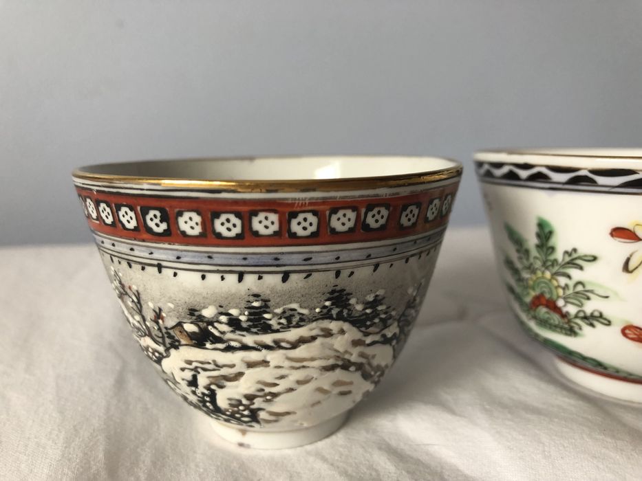 Tres tacinhas de porcelana chinesa e macaense