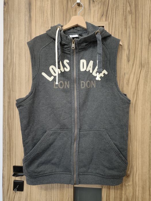 Męski bezrękawnik szary jesień zima z kapturem