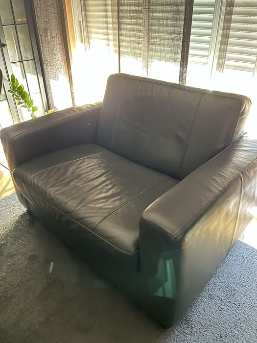 Sofa/cama Divani & Divani em Pele (cinza rato)