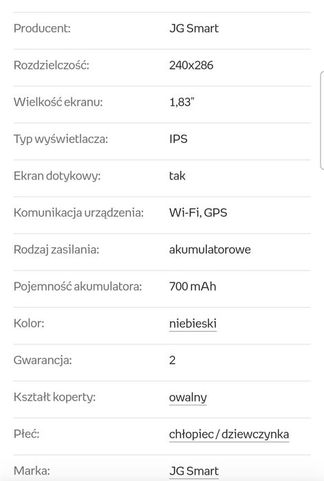 Smartwatch dla dzieci, lokalizator GPS, 4G, rozmowy wideo, JG Smart