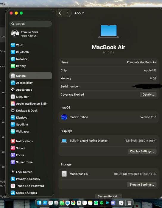 MacBook Air M2 | 8 GB RAM - SPACE GRAY - 100% BATERIA