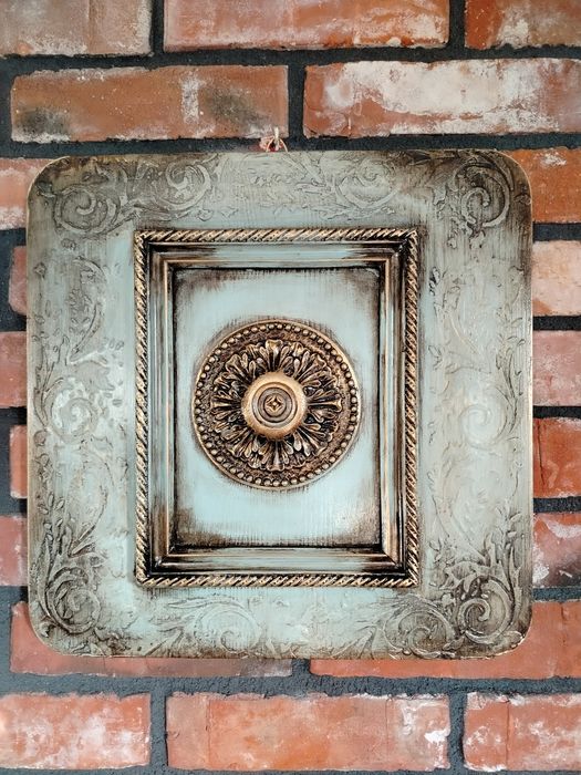 Obraz na drewnianej desce, panel ozdobny z 100 letnią ramą