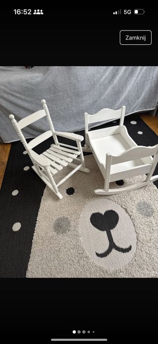 Łóżeczko dla lalek i fotel bujany
